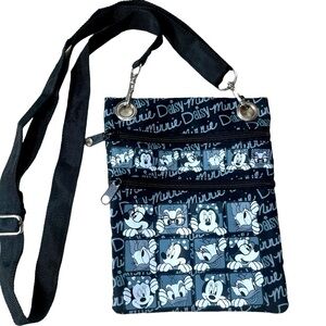 Disney  Minnie Mouse Daisy Duck Black Canvas Crossbody Small
Messenger Bag Purse